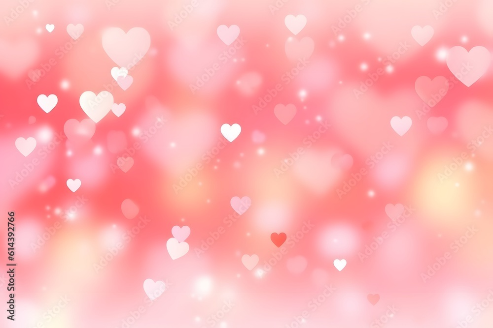 Abstract pink hearts blur bokeh texture background. wallpaper Valentine day. generative ai