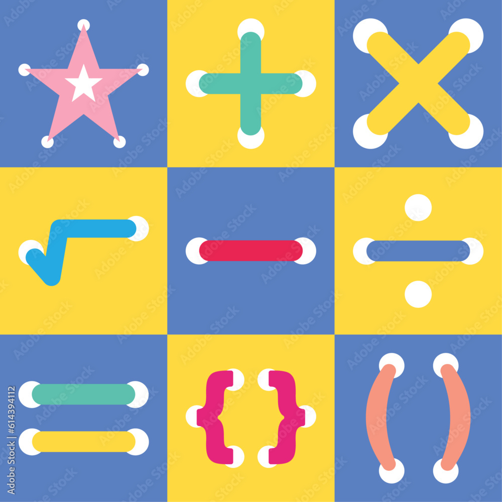 Obraz premium Set of colorful educational flat icon vector illustration