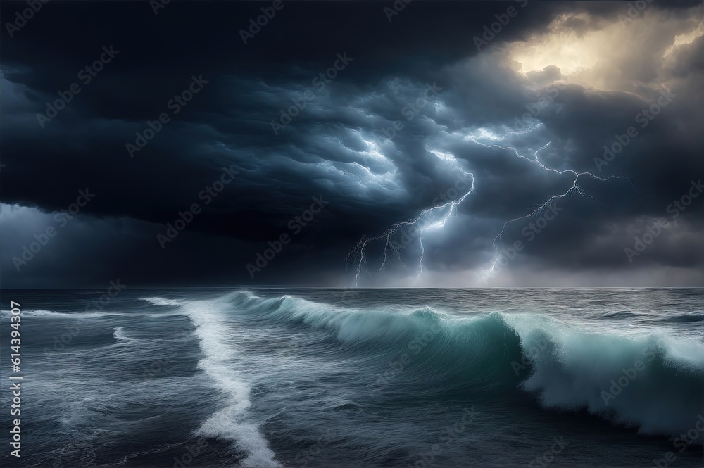 Dark ocean waves during a strong storm
