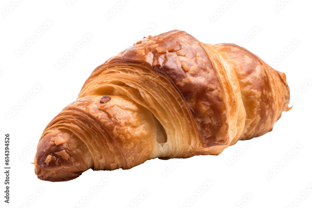 Croissant isolated on transparent background.  Generative AI.