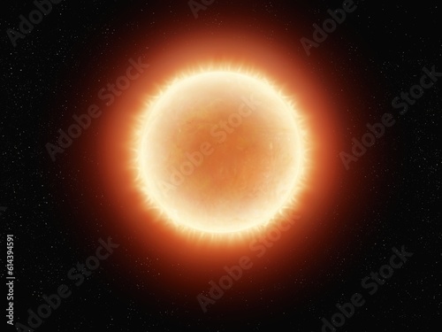Dwarf star in space. Proxima Centauri isolated. Red cold star on a black background.