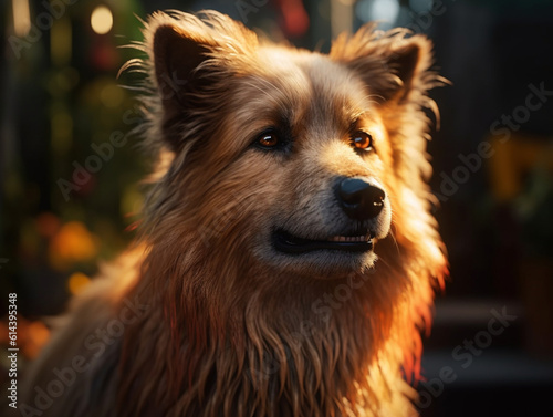 closeup on a mongrel dog, Generative AI