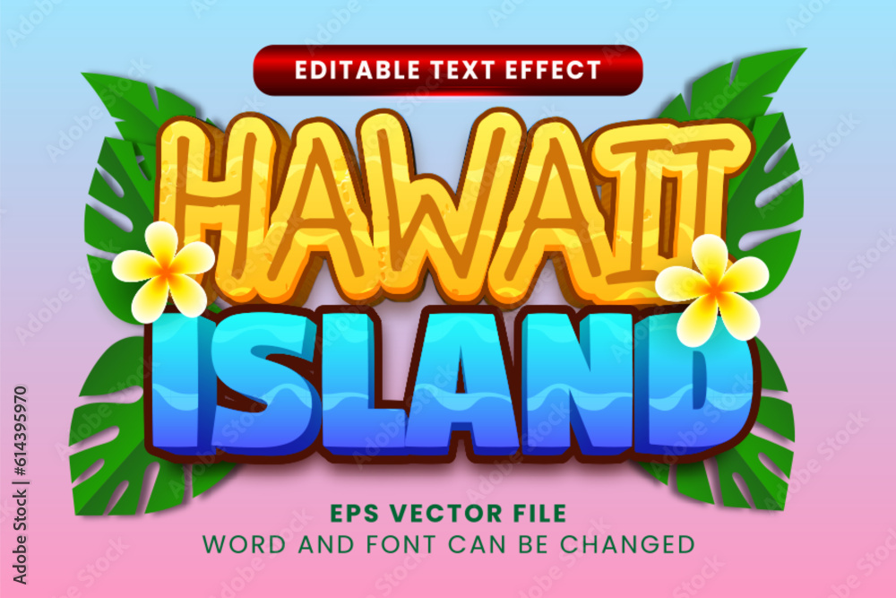 Hawaii island 3d editable text effect