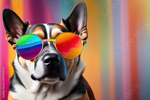 Dog Head Portrait in Rainbow Glasses © Postmodern Studio