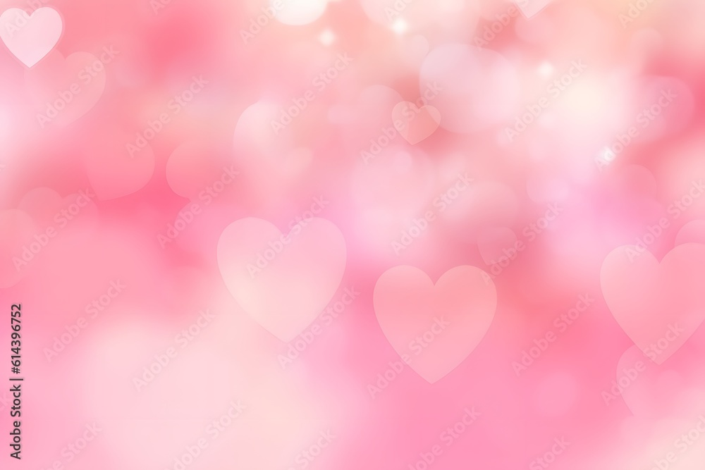 Abstract blurred background of happy valentine day concept. pink pastel heart of love. generative ai