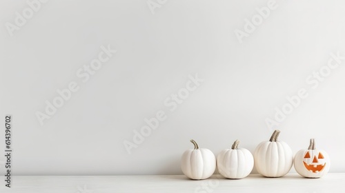 Halloween Pumpkin Decoration with white background and copy space ai generated © Papilouz Studio