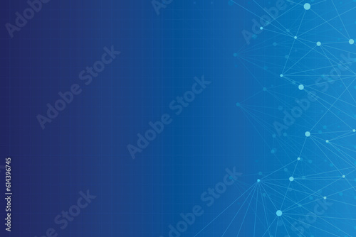 Blue network template with line and dot connection. Data connection background.
