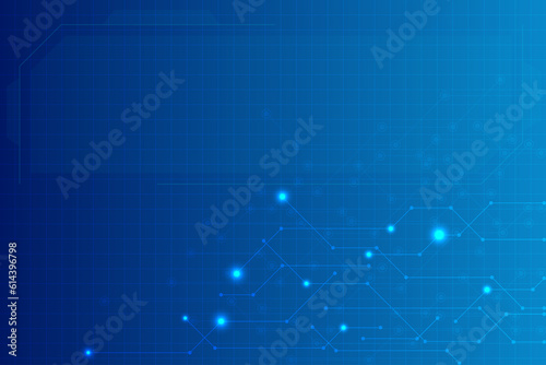 Blue Network background with line and dot connection. Template of business banner.