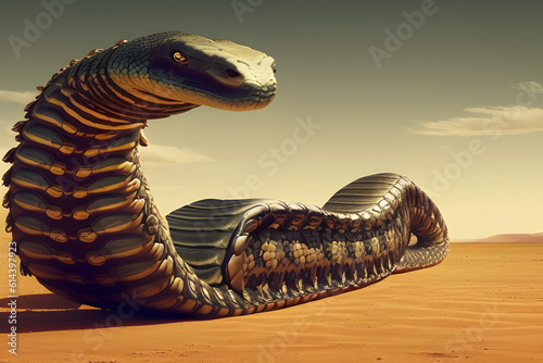 Robot snake in desert, genrative ai