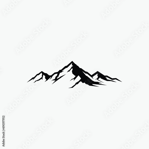 Rocky Mountain Silhouette Black and White Vector Isolated in White Background EPS