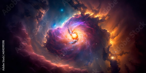 Cosmic galaxy background with nebula, Bright Star Nebula. Distant galaxy. Abstract image. © Maximusdn