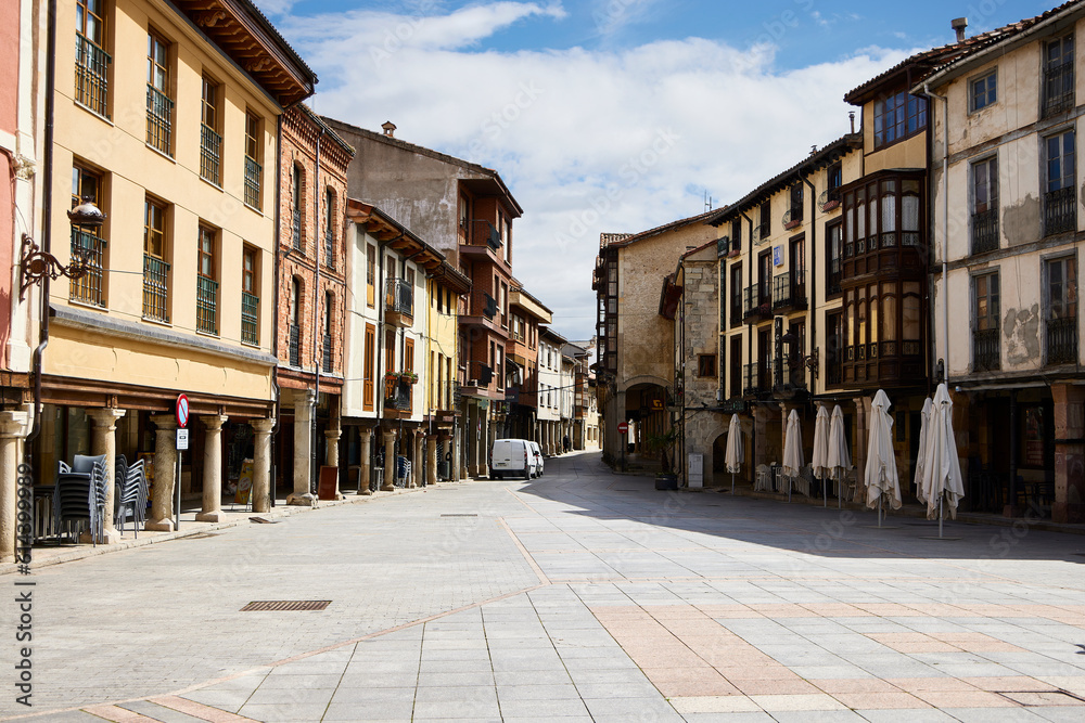 Cervera de Pisuerga (Spain), June 13, 2023. Town street. This is a small town in the province of Palencia, belonging to the Community of Castilla y León.