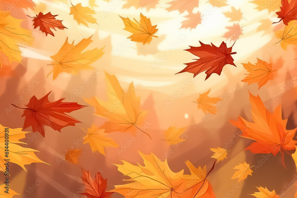 Falling autumn maple leaves on a natural background. Falling autumn maple leaves on a natural background.