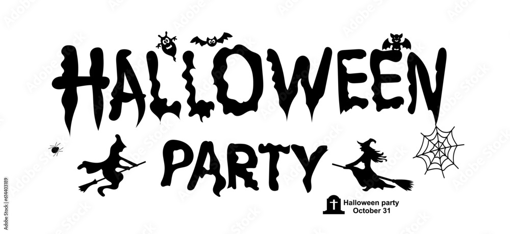 Happy Halloween Text Banner, Vector illustration