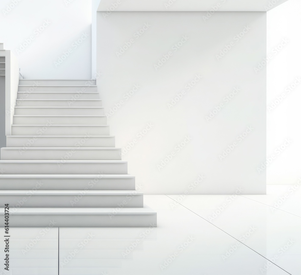 Fototapeta premium Minimalist White Staircase. Simple Elegance. Abstract Art Staircases.