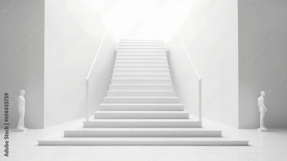 Minimalist White Staircase. Simple Elegance. Abstract Art Staircases.