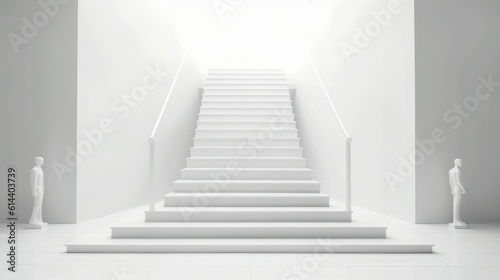 Minimalist White Staircase. Simple Elegance. Abstract Art Staircases. © Shelterix Vision