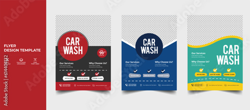 Car Wash Cleaning Flyer Design, Car Washing Service Flyer Template, Washing car at service