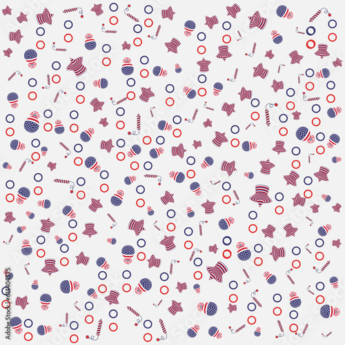 4th July background Vector Illustration, USA independence day seamless pattern