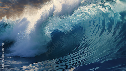 Blue foaming waves , Generative AI.