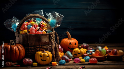 Generative AI. Halloween Trick-or-treat candy photo