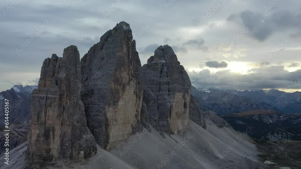 Aerial view of Tre Cime di Lavaredo,Dolomites, Belluno, Veneto, Italy Aerial view of Tre Cime di Lavaredo,Dolomites, Belluno, Veneto, Italy