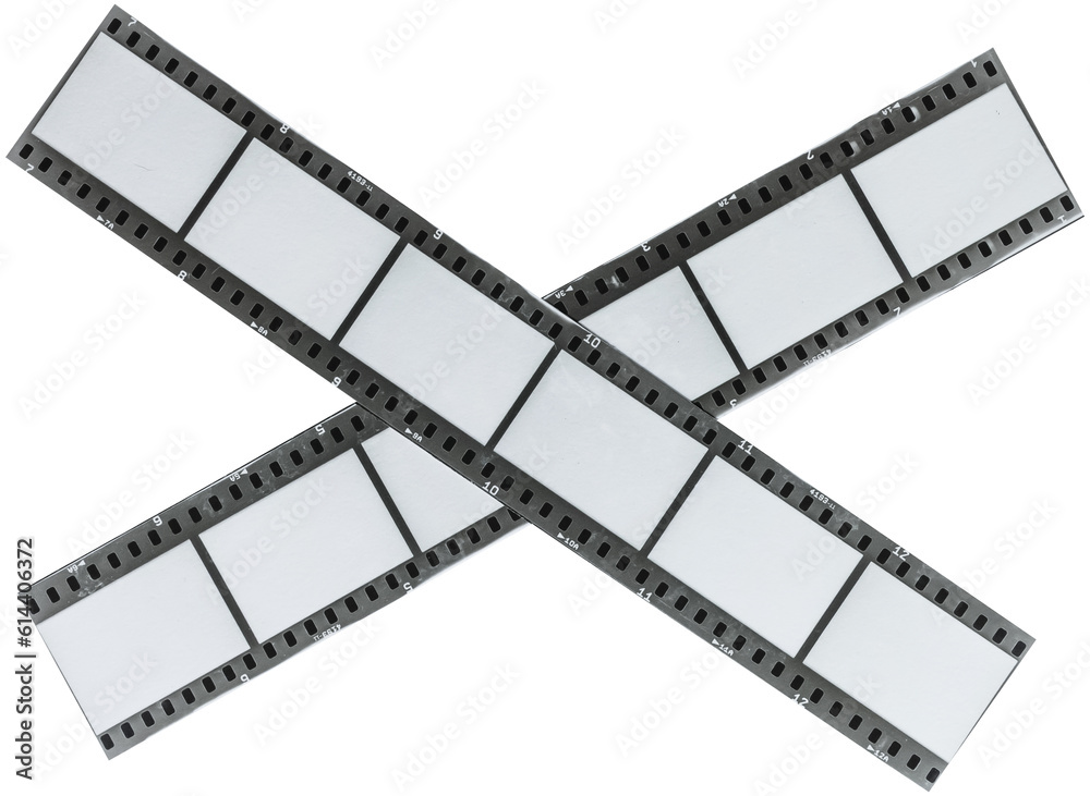 two single printed 35mm handy copy film strips with empty frames, photo placeholder.