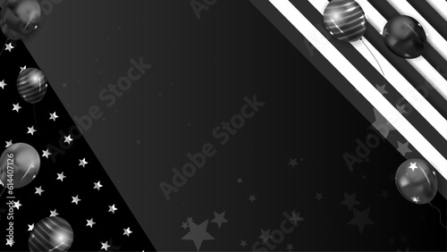Vector flat waving american flag black background