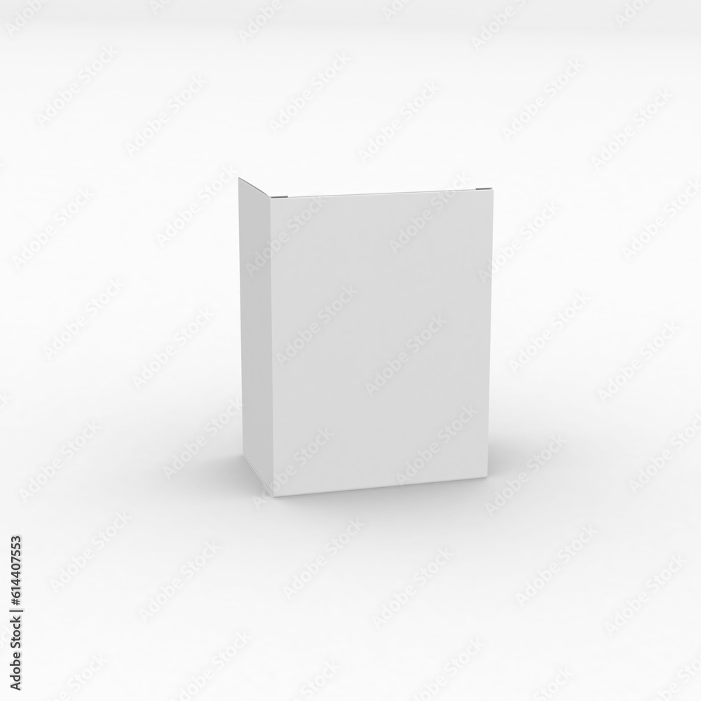 Vertical rectangular paper box template without design cover for product promotion on a transparent background. Vertical rectangular paper box template without design cover for product promotion on a transparent background.