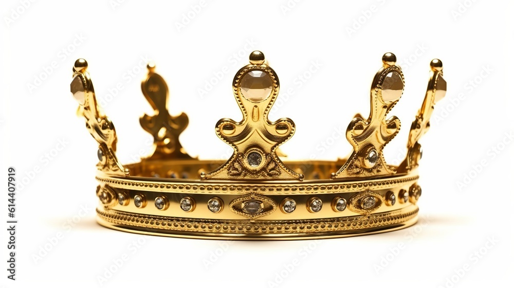 regal golden crown of a king set against a white isolated background. Generative Ai regal golden crown of a king set against a white isolated background. Generative Ai