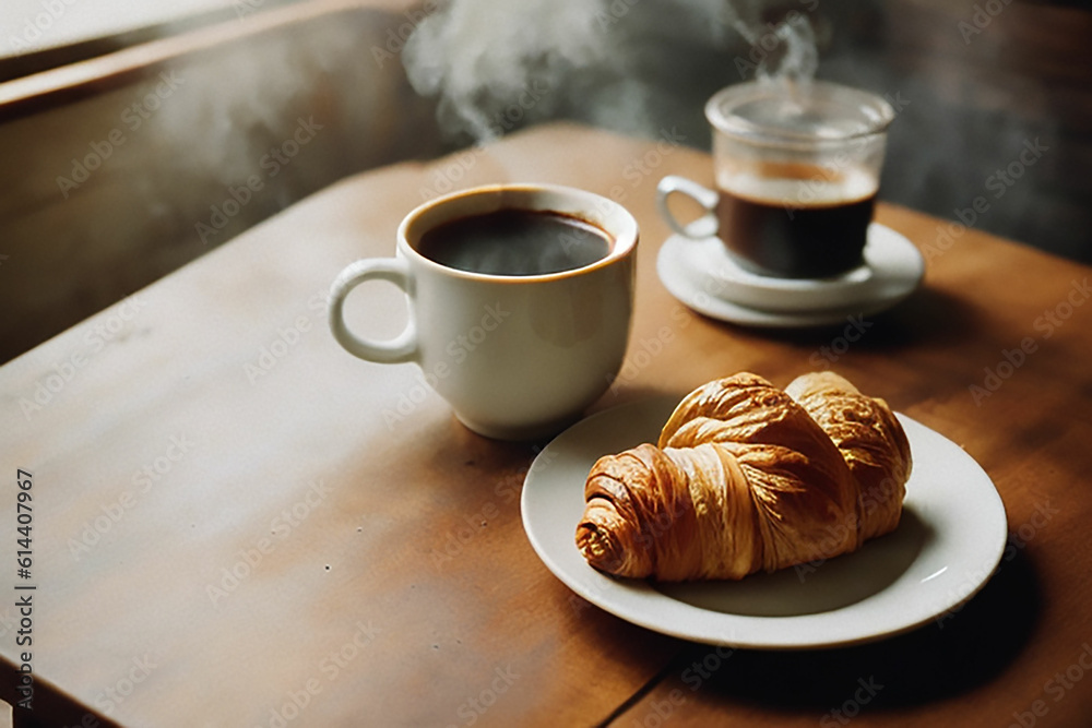 coffee and croissant coffee and croissant