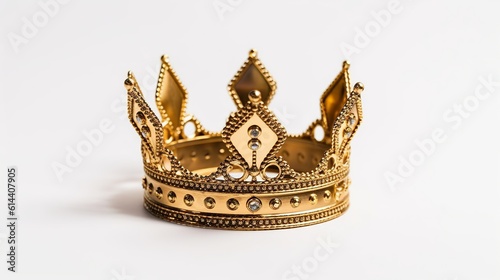 regal golden crown of a king set against a white isolated background. Generative Ai