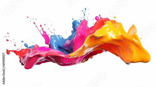Rainbow paint splash. Isolated on white background. Generative Ai
