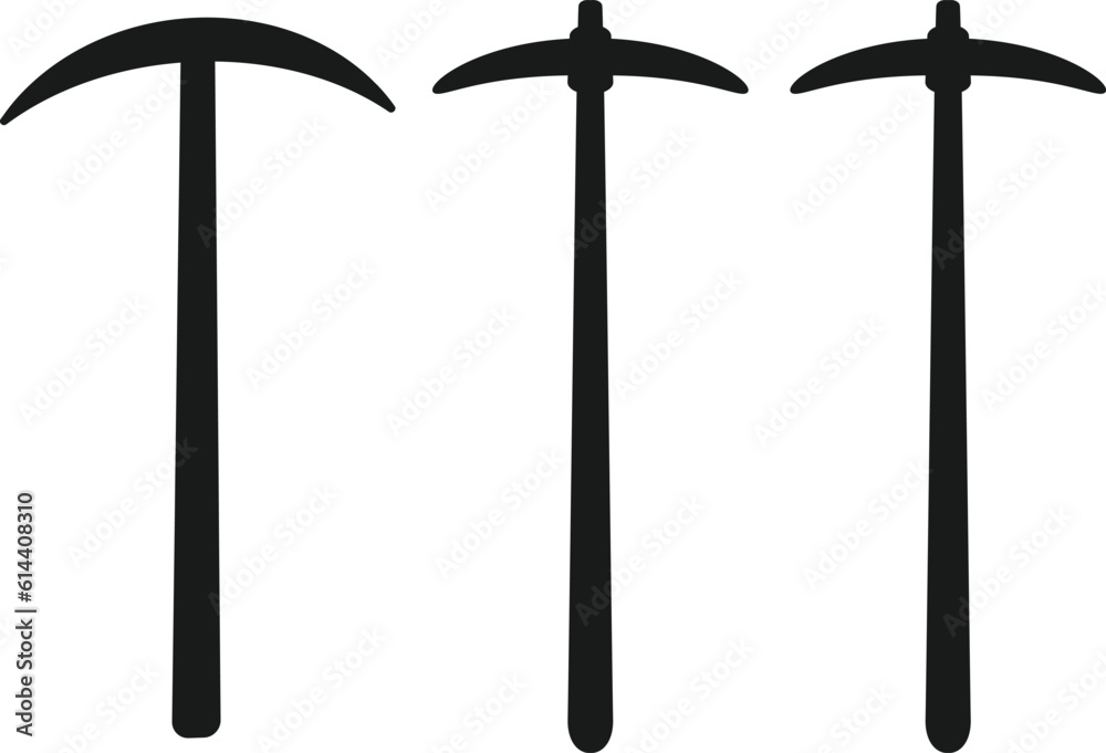 Black silhouette of pickaxe icon vector. pickaxe silhouette Black silhouette of pickaxe icon vector. pickaxe silhouette