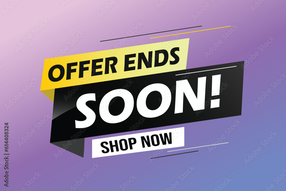 Offer ends soon. Poster flyer banner. Special offer price sign. Advertising discounts symbol. Thought speech bubble with quotes. Offer ends soon chat think megaphone message	
