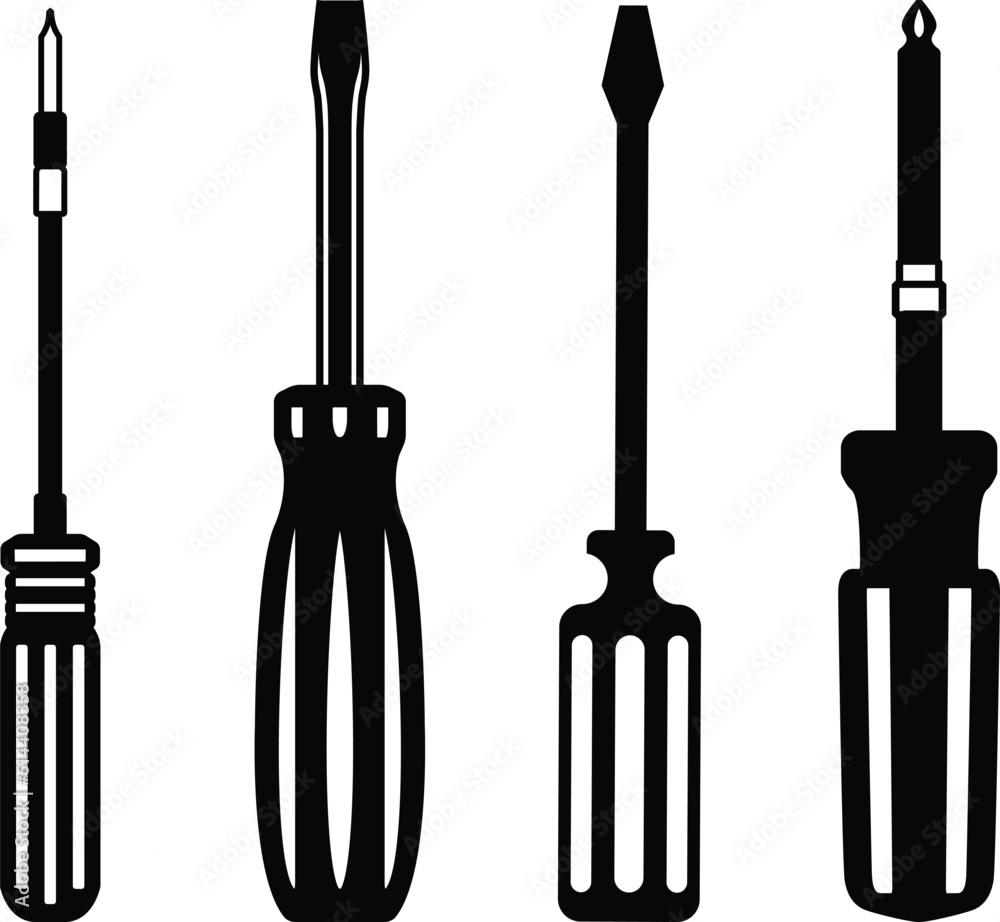 Black silhouette of Screwdriver. Detail and Simple Screwdriver Icon Black silhouette of Screwdriver. Detail and Simple Screwdriver Icon