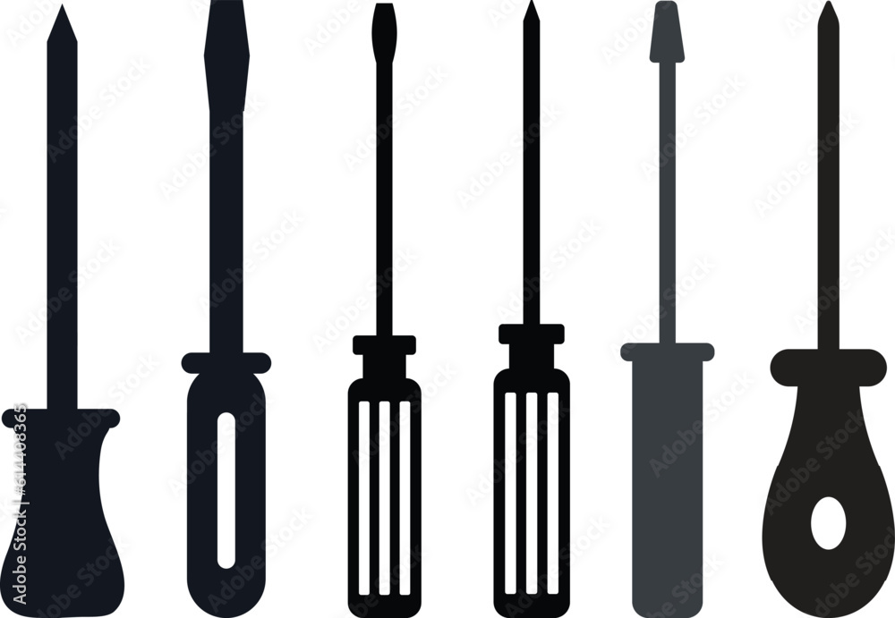 Black silhouette of Screwdriver. Detail and Simple Screwdriver Icon Black silhouette of Screwdriver. Detail and Simple Screwdriver Icon