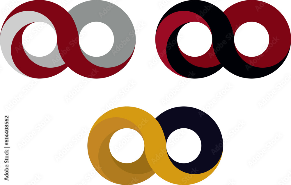 Infinity symbol set vector isolated. Impossible logo set shapes ...