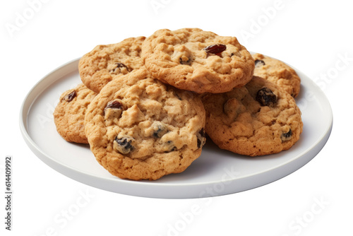 Foto Delicious Plate of Oatmeal Raisin Cookies on a Transparent Background