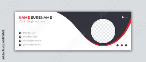 Modern abstract black and red color email signature design vector template.