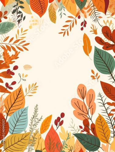 Autumn season illustration. Colorful autumn background with leaves.