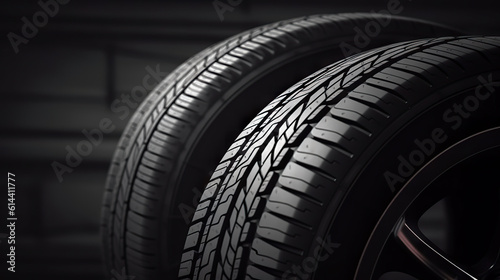 Car Tire Black Banner Background. created with Generative AI © photobuay