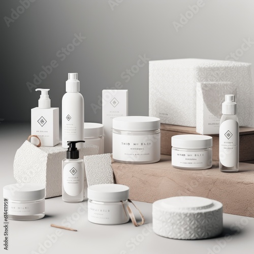 Spa products on a white background. cosmetic products. generative ai