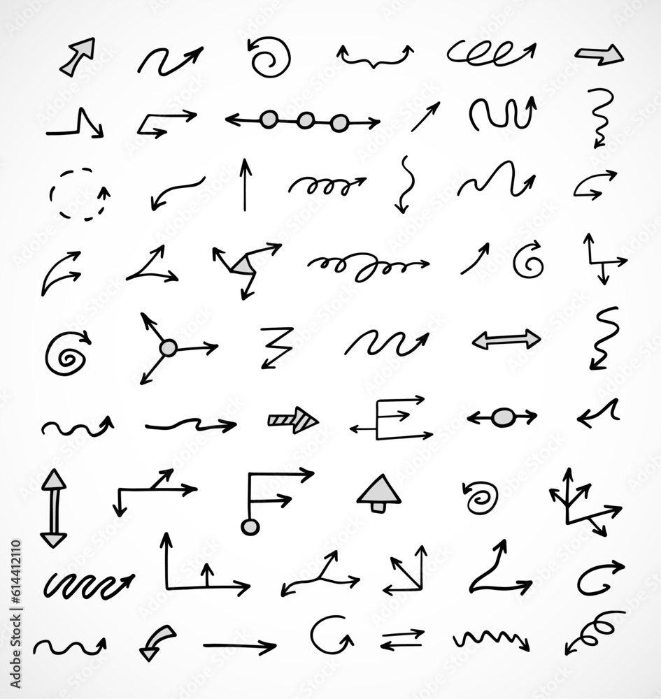 Vector set of hand drawn arrows, elements for presentation Vector set of hand drawn arrows, elements for presentation