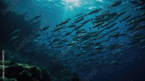 Underwater view of tropical coral reef with fishes and corals. Beautiful marine life, abstract natural background, gorgeous coral garden underwater, tropical. beauty of wild nature. generative
