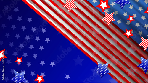 Fototapeta Naklejka Na Ścianę i Meble -  Vector flat waving american flag background