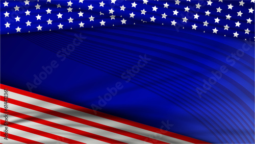 Vector realistic waving american flag background