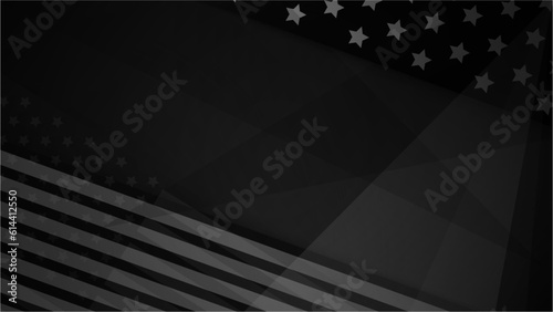 Vector realistic waving american flag black background