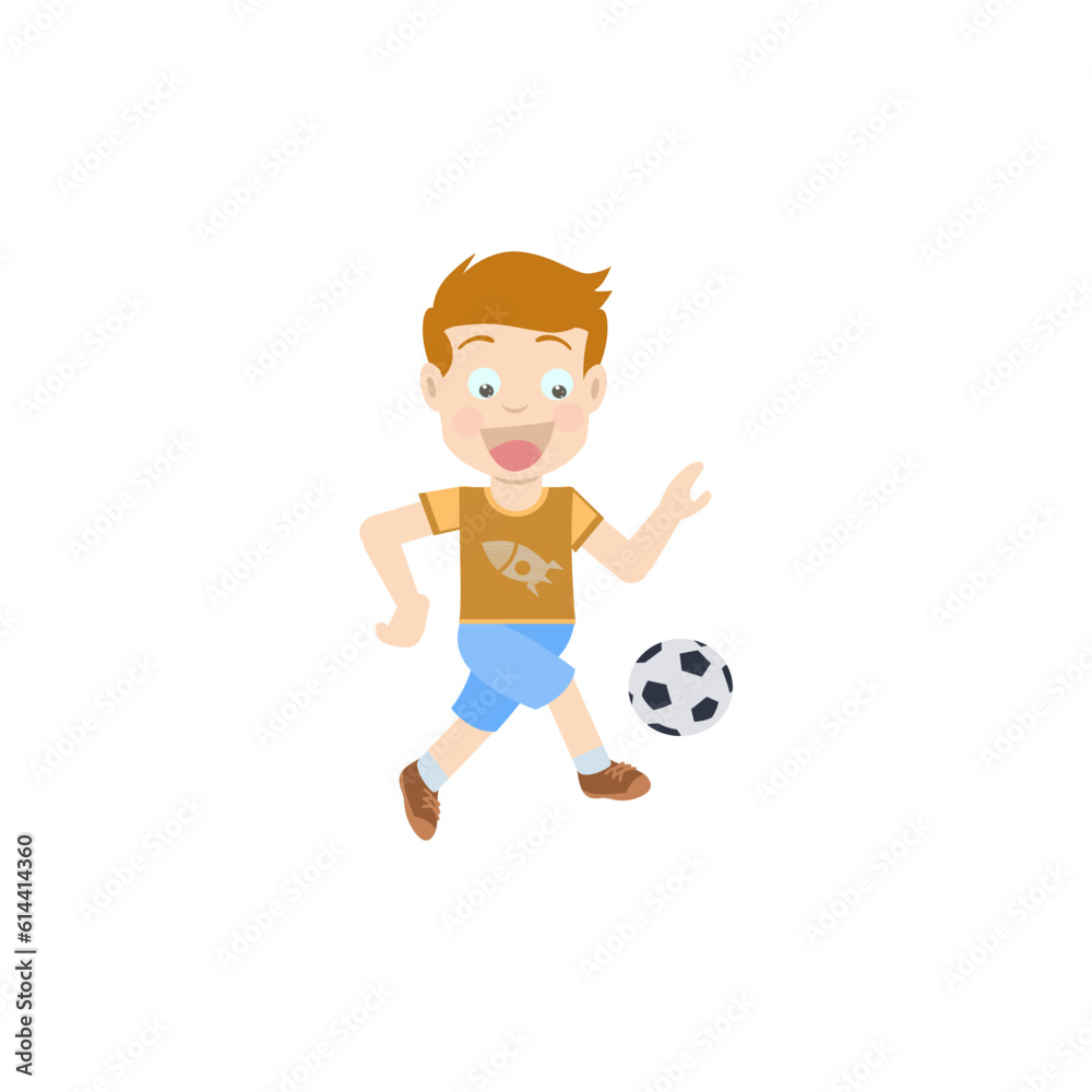 Cartoon Boy playing football Cartoon Boy playing football
