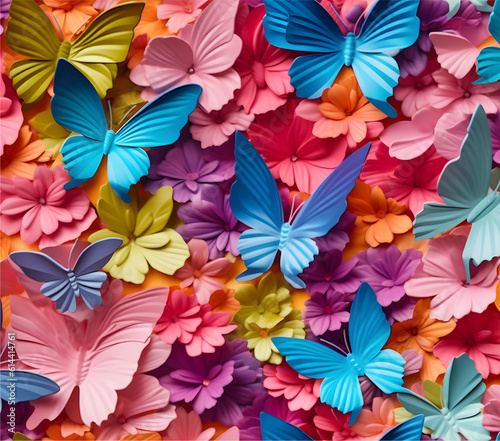 3D Butterfly Tumblers wrap design  Generative AI